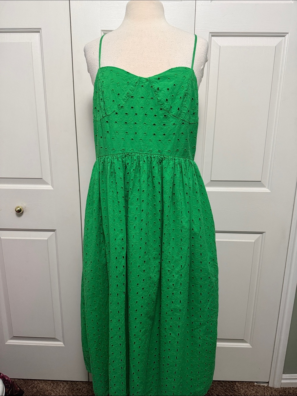 a new day Bright Green Eyelet Sundress with Sweetheart Neck